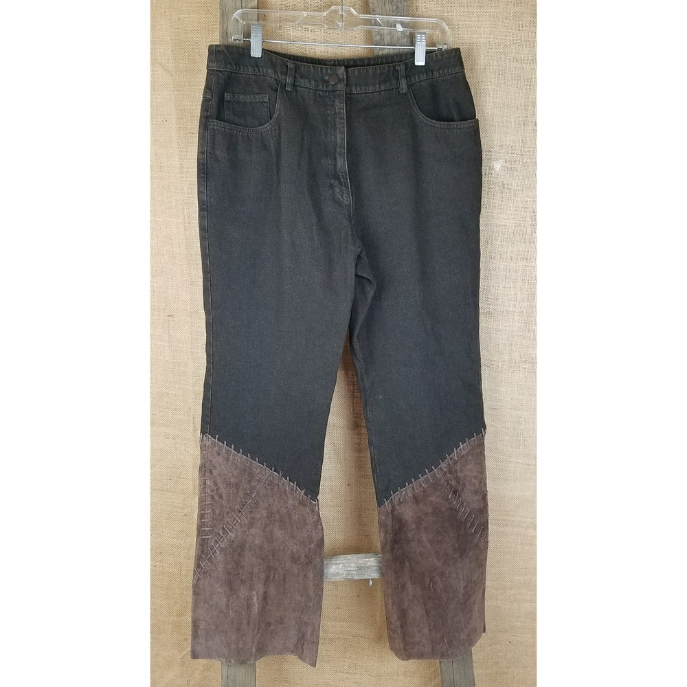 Nancy Bolen City Girl women 8 brown mom jeans suede pants high waist whimsical